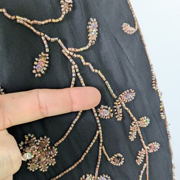 Vintage Sean Collection Midi Maxi Dress L Black Copper Fairy Y2K Prom Asymmetric - Picture 11 of 13